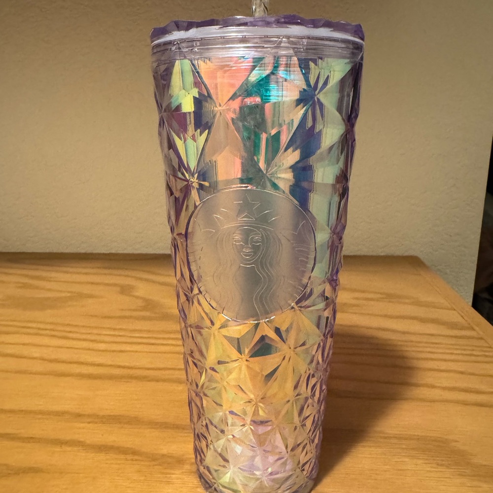 Starbucks Iridescent Tumbler with Purple and Gold Hues